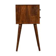 Solid Wood Mini Chestnut Bedside 2 Drawers Dark Brown - Brown - View 6