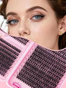 200/640pcs False Eyelashes Set, 10D/20D/30D/40D/50D/60D/80D/100D Mixed Synthetic Short Mink Lashes, 0.07mm Curl, 8-18mm Length, Including Natural Style Lashes & 3D Russian Volume Lashes, Suitable For Beginners, Reusable, Household Essential, Packaged Eyelashes, Individual Lashes - D - View 3