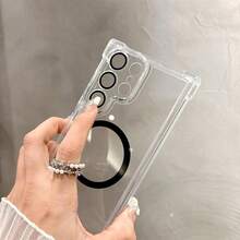 适用于三星 Galaxy S26 Ultra S21 S23 S22 S24 S25 Plus 的磁吸透明手机壳，豪华加固防摔保护套 - 紫色 - 查看 3