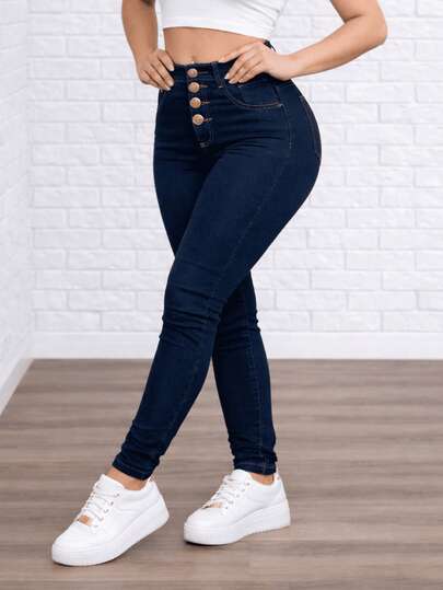 Calça Jeans Skinny Feminina 4 botões com Elastano Premium