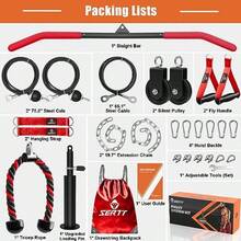 B0z5SGj8 Home Gym Pulley System - Tricep Workout Lat Pulldown Biceps Curl Triceps Shoulders Back Forearm Weight Cable For Squat Rack Garage - Red - View 2