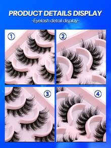 10对卡通风格仿貂毛猫眼假睫毛，自然浓密，旅行必备化妆工具 (PN22) 假睫毛条，睫毛，假睫毛 - 黑色 - 查看 5