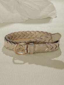 1pc Women's Fashion Woven Belt, Square Buckle, Suitable For Dresses, Halloween, Summer, School Autumn And Other Occasions - Belt - View 5