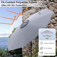 Patio Umbrella With Push Button Tilt, Crank Handle, 8 Sturdy Ribs For Patio, Garden - A - Xem 6