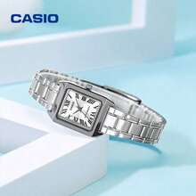 Đồng hồ Casio nữ mặt vuông, dây đeo thép không gỉ màu bạc, thiết kế hình học hiện đại, mặt số trắng, máy quartz analog, món quà thời trang dành cho phái nữ LTP-V007D-7B - Một cỡ - Xem 8