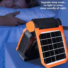 New Solar Powered Outdoor Fan, With Solar Panel, Portable USB Charging, 4 Wind Speeds, 3 Lighting Modes, Super Quiet, Timing, Suitable For Fishing, Camping, Tent, Outdoor Tool Accessory - Multicolor - View 6