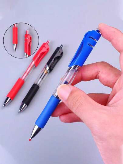 6 piezas Bolígrafo de gel extensible de 0,5 mm, disponible en tres colores: negro, azul y rojo. Un bolígrafo de punta muy fina. Tipo de secado rápido, bolígrafo de punta fina, escritura suave para útiles de oficina y escolares.