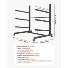 Kayak Storage Rack 3 Kayaks, Holds 200 Lbs, Heavy Duty Adjustable Freestanding Stand With Lockable Wheels Indoor Outdoor Garage Shed Dock, Holder Canoe, Surfboard Paddleboard - Default - View 7