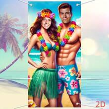1pc 2D Flat Hawaiian Hula Dance Backdrop Party Photo Prop, Hollow Horizontal Banner, Suitable For Hula Aloha Tiki Theme Decor, Tropical Beach Party Hanging Background, Summer Theme Party Couple Frame, Party Photo Shoot Backdrop Decor - A - View 5