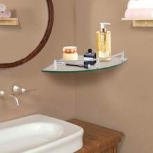 Bathroom Triangular Glass Shelf, Glass Shelf, Tempered Glass Corner Shelf - Clear - View 6