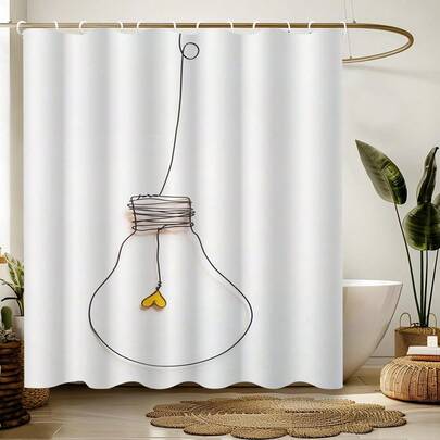 1pc Geometric Line Art Spring Style Shower Curtain, Colorful Geometric Modern Style Bathroom Decor, Painting-Like Modern Design, Unique Home Gift, Gift For Friends