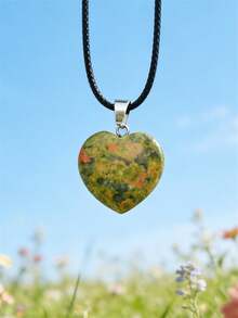 1/40/100pcs Various Natural & Synthetic Crystal Heart Pendant Necklaces - Multicolor - View 8