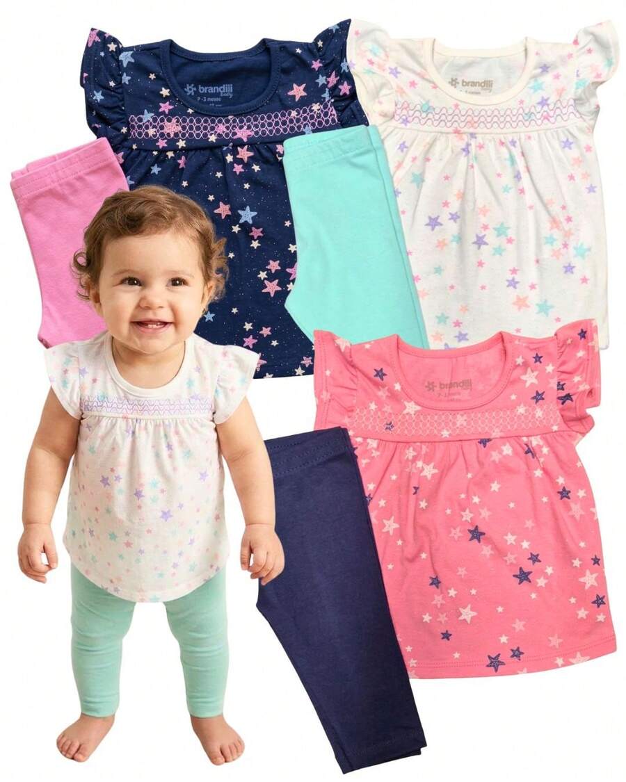 Conjunto Infantil Bebê Tamanho P Feminino - Rosa chiclete - Visão 1