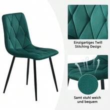 Dining Table And Chair Set (5-Piece Set), Modern Hexagonal Marble Dining Table + 4 Velvet Dining Chairs To Create A Warm And Modern Restaurant - Green - View 11