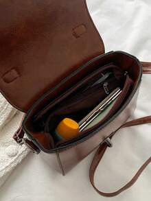 Women's Retro Clasp Mini Handbag, Fashionable For Daily Use - Brown - View 5