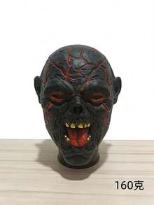Máscara de zombie aterrador de Halloween con venas rojas agrietadas, accesorio de disfraz de cosplay táctico - Negro - Ver 9