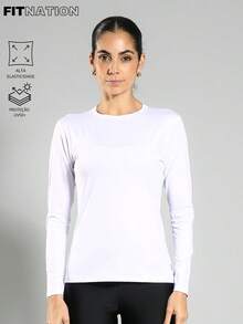 FITNATION Women's Long Sleeve T-Shirt With UV50 Sun Protection - White - View 2