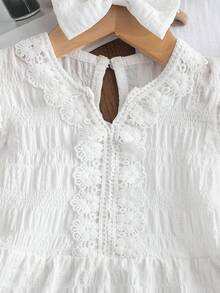 Cute Baby Girl Princess Style White Embroidered Lace Dress (Including Headband Accessories), Sweet Baby Dress, Daily Outdoor In Spring And Summer - White - View 7