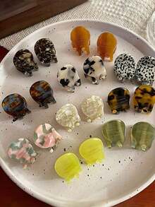 2pcs/Set Mini Acetate Hair Claw Clips Round Geometric Hair Claw Simple Cute Sweet Hair Clips Side Pins Women Hair Accessories,Dopamine Hair Jaw Clip Hair Clamps Hair Clutch Hair Catcher Clip Fall Winter For Vacation Outfits Woman - 彩色 - 查看 8