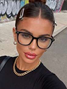 1 par de gafas de mujer negras de plástico, versátiles para uso casual, ir al trabajo, la escuela y el uso diario. Las gafas de ordenador se pueden personalizar con receta - Multicolor - Ver 1