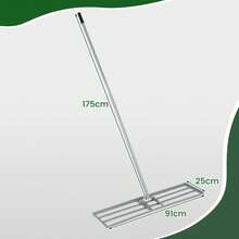 COSTWAY Lawn Leveling Rake With Adjustable Handle And Rotating U-Head For Topsoil, Silver - A - View 9