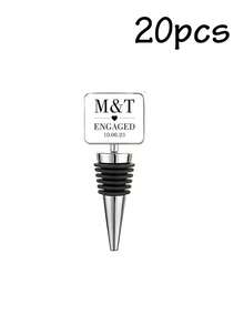 1/2pcs Personalized Text Wedding Wine Stopper, Metal Silicone Wine Bottle Stopper, Custom Photo And Date, Engraved Wedding Favors For Anniversary Birthday Graduation Housewarming Keepsake - Style a - View 26