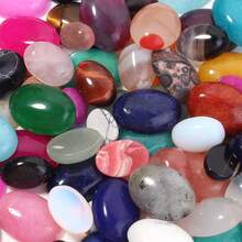 5-10pcs Assorted Oval Semi-Precious Glass Stones, Polished Finish, Jewelry Making & Home Decor Accents, Multicolor - Randomly Mix Colors - View 2