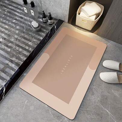 1件装水字图案浴室地垫，硅胶材质，柔软舒适，是浴室、洗衣房、厨房的理想装饰。