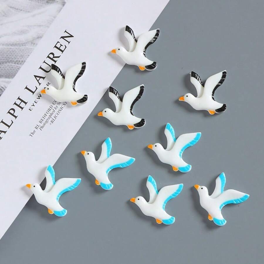 10pcs Cute Seagull Fridge Magnets, Resin Ocean Animal Fridge Magnets, Summer Decor For Fridge And Beach Home Decoration - Multicolor - View 1