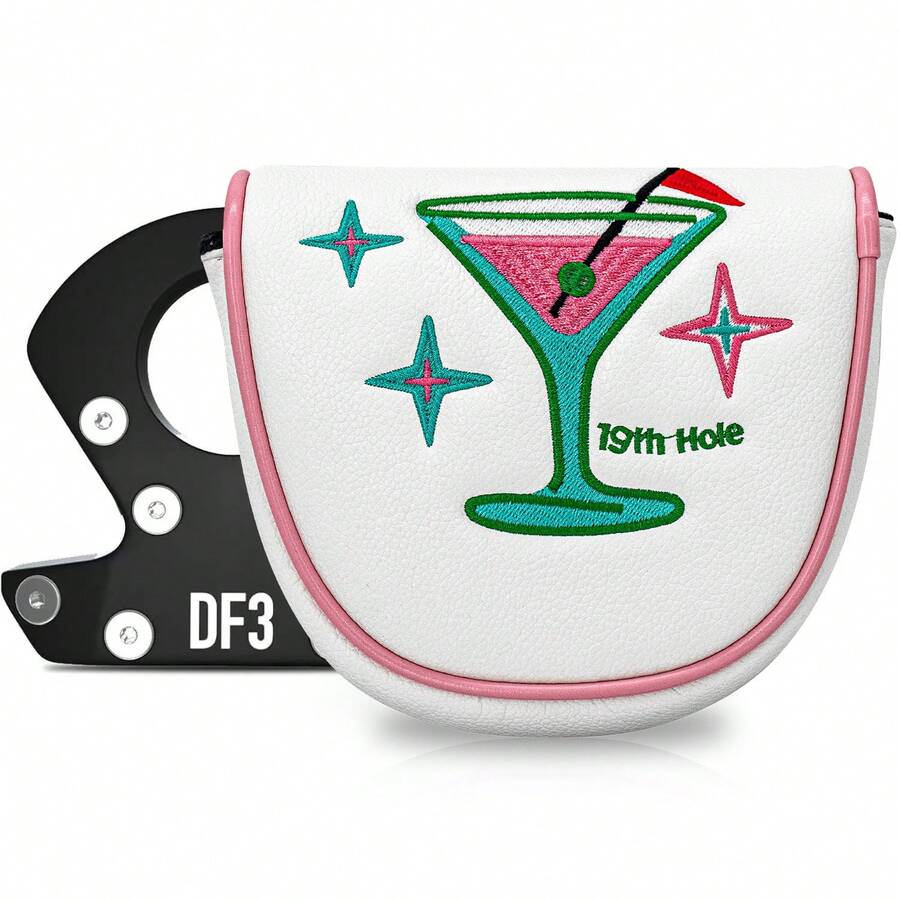 1pc DF3 Putter Head Cover With Juice Cup Pattern - Magnetic Closure PU Shell With Fluffy Lining And Cute Cartoon, For DF3 Putter Model - متعدد الألوان - مشاهدة 1