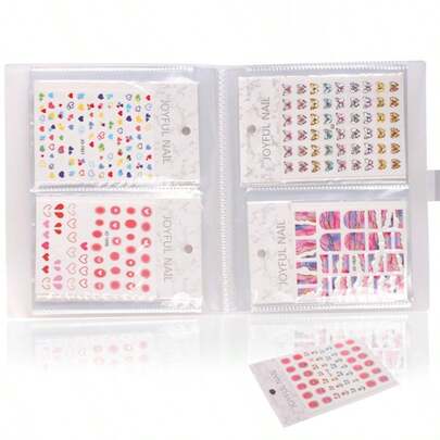New Nail Art Album, 80pcs Transparent Nail Stickers Storage Book, Minimalist Matte Stickers, Large Capacity Nail Art Storage Album, Transparent Sticker Card Album, Minimalist Matte Stickers, Large Capacity Storage