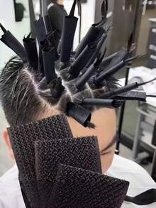 30pcs/60pcs Men's Cold Wave Perm Sticker, Morgan Perm Alternative, Cold Wave Perm Sticker, Damaged Hair Frizzy Perm Sticker - Black - View 4