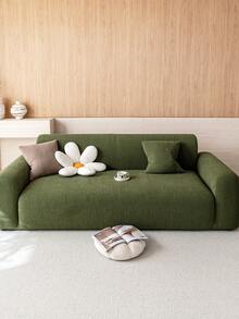 1pc Classic Elastic Fitted Sofa Cover With T-Shaped Pillow Design, Machine Washable Polyester Slipcover With Antibacterial And Soft Properties, Suitable For Single/Loveseat/3-Seater/4-Seater Sofa, Holiday Decor - Green - View 5