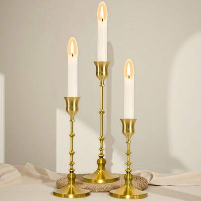 Bộ ba chuông nhôm kiểu Bắc Âu màu đen và đồng, đơn giản và cao cấp, thích hợp trang trí bàn ăn tối lãng mạn dưới ánh nến, quà tặng giá đỡ nến thơm cao cấp, phù hợp cho Halloween, Giáng sinh, đám cưới và trang trí tiệc (không bao gồm nến).