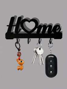 1pc Home Love Shape Key Chain Wall Mounted Entrance Organizer Rack With Hooks, No Drilling Required, Exquisite Design, Suitable For Living Room Home Decoration - Multicolor - View 4