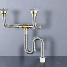 Universal Kitchen Sink Drain Pipe Set, Suitable For Single/Double Sinks, Flexible Composite Pipe, Anti-Clogging With Overflow Hole - A - View 13