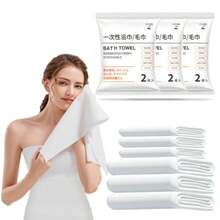 ] 6-Pcs 3-Packs Disposable Bath Toweland Wash Towel Set Travel Cleaning kit - Thickening Portable Individual-Packing Ultra Absorbent and Compact for Travel/Emergency/Camping/Sports - Blanco - Ver 9