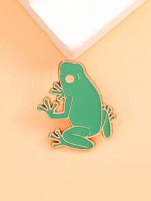 4件套可爱动物珐琅胸针套装，包括叠叠青蛙、蘑菇青蛙、戴帽子的水獭、绿色青蛙，时尚包包配饰 - 彩色 - 查看 10