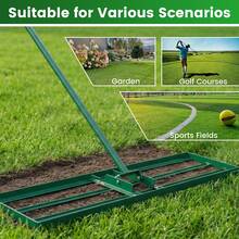 COSTWAY Lawn Leveling Rake With Adjustable Handle And Rotating U-Head For Topsoil, Green - A - View 6