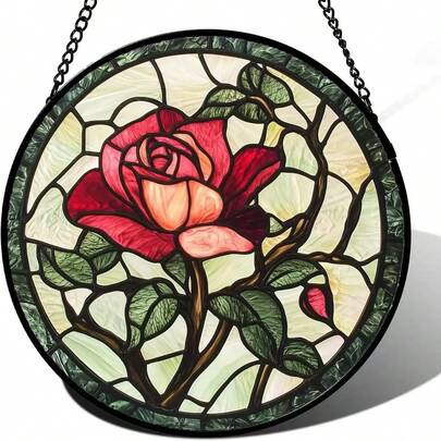 玻璃挂饰，春季植物生命之树窗挂饰，阳光捕捉器