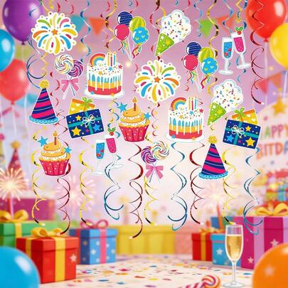 30 món đồ trang trí xoắn ốc chúc mừng sinh nhật, đồ dùng trang trí tiệc sinh nhật, đồ trang trí xoắn ốc cho không gian tiệc tùng.