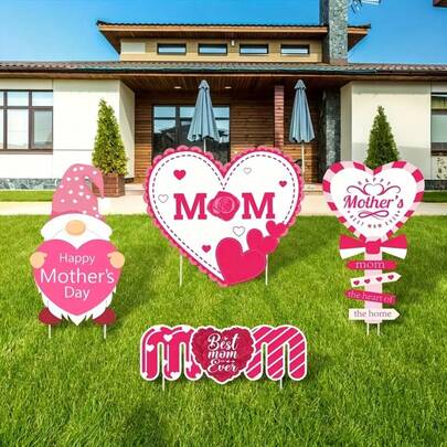 Bộ 4 món đồ trang trí sân vườn, thích hợp để trang trí sân nhà, quà tặng Ngày của Mẹ.