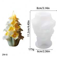 1个花束蜡烛硅胶模具，DIY多层3D花朵蜡烛和香石手工工艺模具 - A-白色 - 查看 5