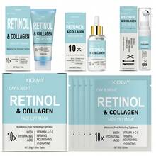 Xioimy 8件套10倍胶原蛋白视黄醇面部护理套装，多功能护肤，包含面膜、眼霜、精华液、保湿霜，令肌肤光滑柔嫩，告别干燥暗沉，精美礼品套装 - 數量 - 查看 11