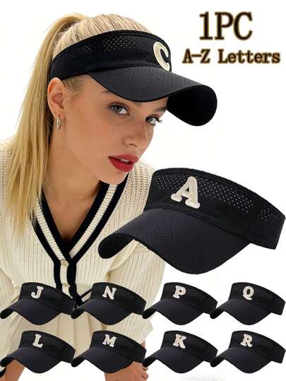 1件男女通用A-Z字母网眼运动遮阳帽 - 速干透气网眼帽，适合夏季海滩、跑步、户外活动、骑行、排球等。