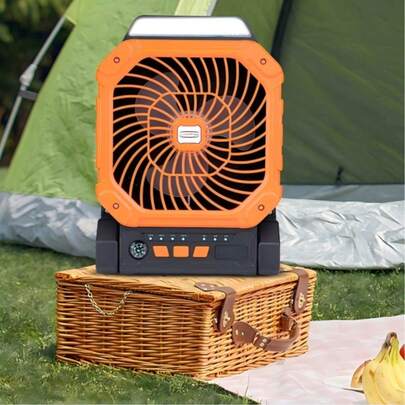 New Solar Powered Outdoor Fan With Solar Panel, Portable USB Charging, 4 Wind Speed Settings, 3 Lighting Modes, Ultra Quiet, Timed For Fishing Camping Tent, Outdoor Tool Accessory, Commencement, Congrats Grad, Portable Tools, Summer Essentials, Summer Portable