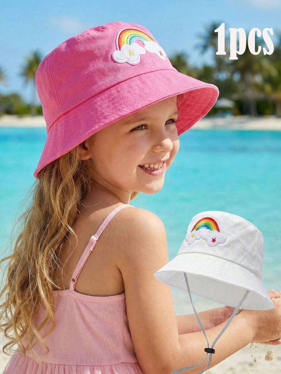 1pc Rainbow Horse Design Sun Hat, Cartoon Kids Cap, Foldable Lightweight Casual Hat For Children, Suitable For All Seasons - 1PC - View 1