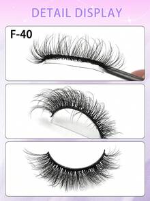 ENCHUW 5 Pairs False Lashes Soft Lashes Thick Eye Lashes False Eyelashes Natural Look Cat Eye Lashes Wispy Fake Eyelashes Fluffy Natural Eye Lashes - Black - View 3