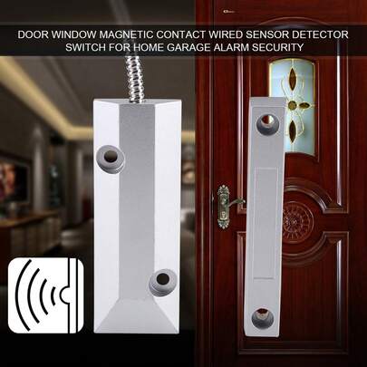 Alarma de Interruptor Magnético, Aleación de Zinc Puerta Ventana Contacto Magnético, Detector de Sensor de Contacto Magnético para Puerta y Ventana con Cables de Metal, para Puertas de Garaje