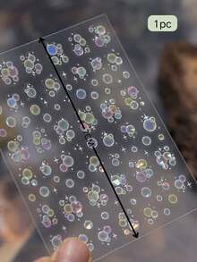1张贝壳灵感极简透明美甲贴纸，珠光泡泡美甲贴花，美甲，美甲配件，美甲贴纸 - 彩色 - 查看 2